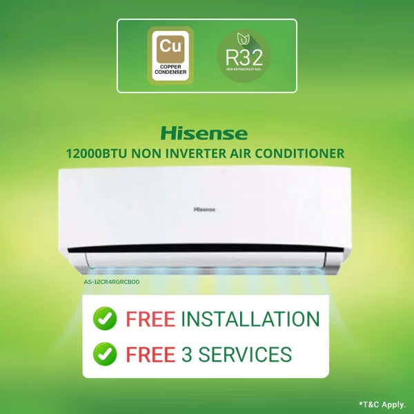 HISENSE SPLIT TYPE AIR CONDITIONER 12000BTU NON-INVERTER